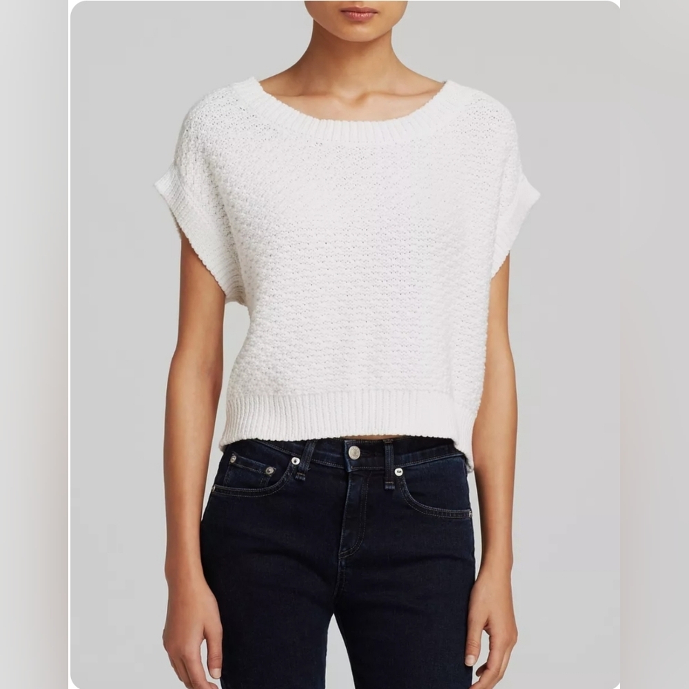 Rag & Bone Addie crispy white 100% cotton textured knit crop top size small